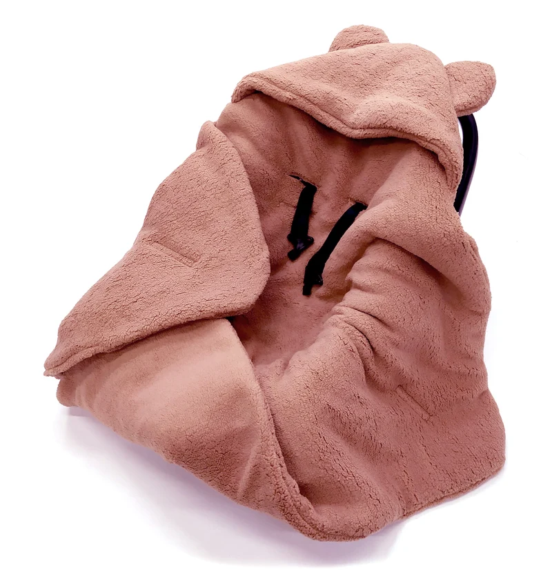 Winter blanket, swaddle for car seat carriers 3 and 5 point belt system | Dirty pink