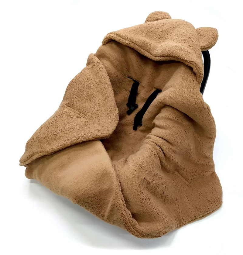 Winter blanket, swaddle for car seat carriers 3 and 5 point belt system | Toffee
