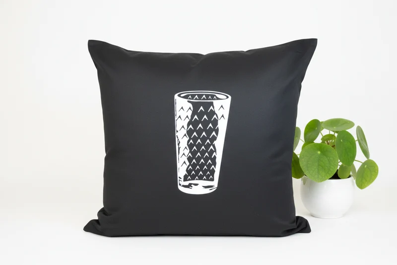 Kissenbezug Geripptes Glas in schwarz 50 x 50 cm