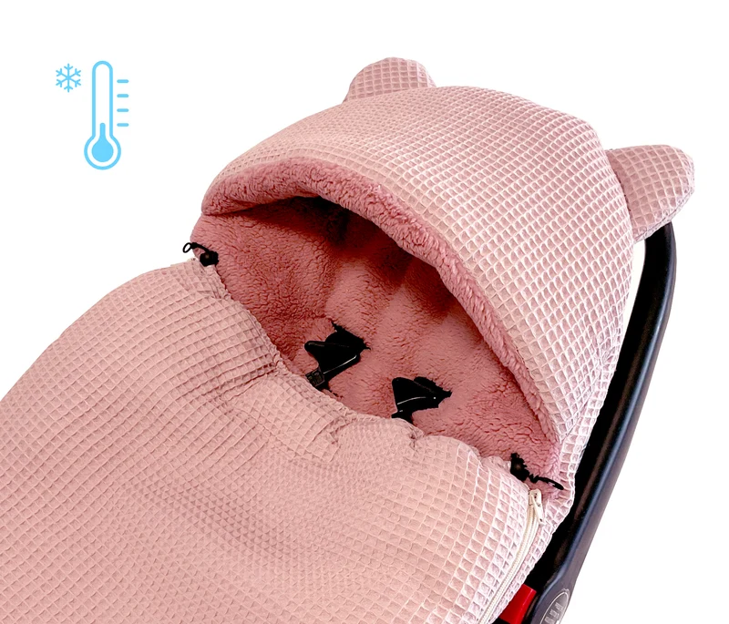 3-in-1 swaddle for car seat, baby carrier, gondola, winter | Dirty pink