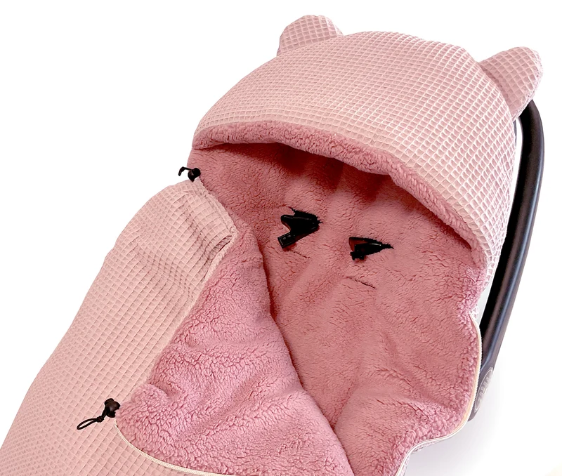 3-in-1 swaddle for car seat, baby carrier, gondola, winter | Dirty pink