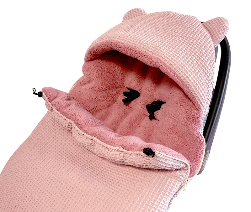 3-in-1 swaddle for car seat, baby carrier, gondola, winter | Dirty pink