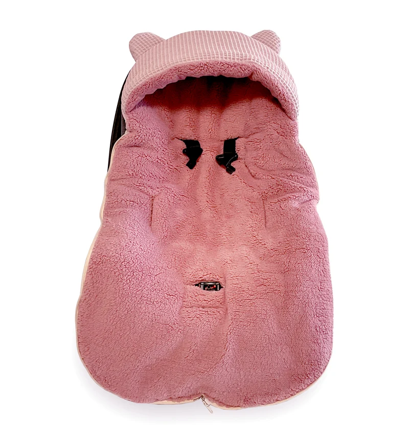 3-in-1 swaddle for car seat, baby carrier, gondola, winter | Dirty pink