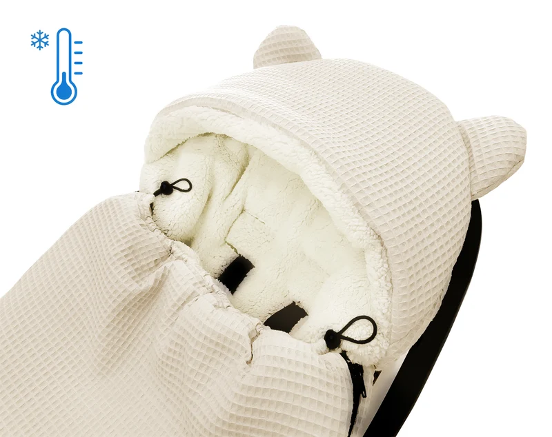 3-in-1 swaddle for car seat, baby carrier, gondola, winter | Light beige