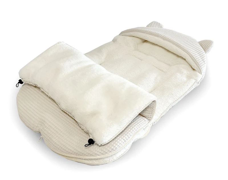 3-in-1 swaddle for car seat, baby carrier, gondola, winter | Light beige