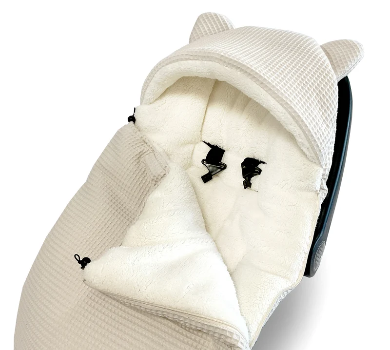 3-in-1 swaddle for car seat, baby carrier, gondola, winter | Light beige