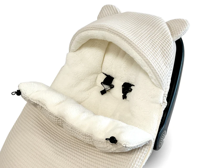 3-in-1 swaddle for car seat, baby carrier, gondola, winter | Light beige