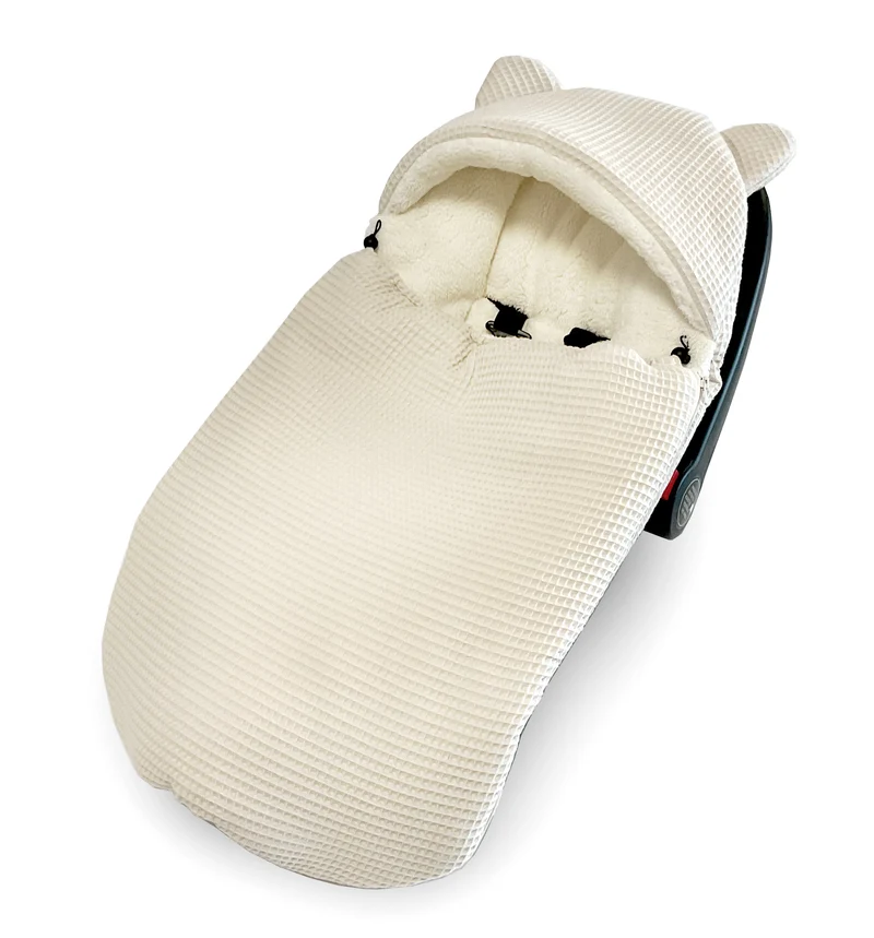 3-in-1 swaddle for car seat, baby carrier, gondola, winter | Light beige