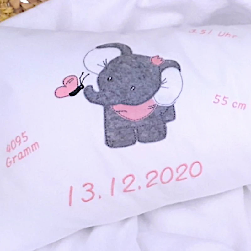 GEBURTSKISSEN mit Echtmaßen und Gewicht „Elefant“