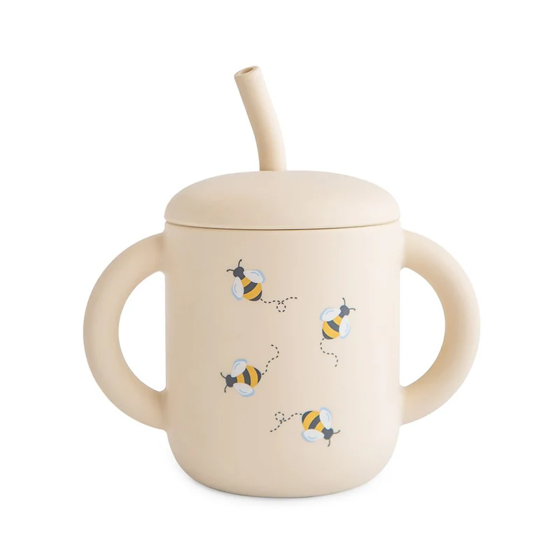 Mushie Trinkbecher mit Strohhalm Bees