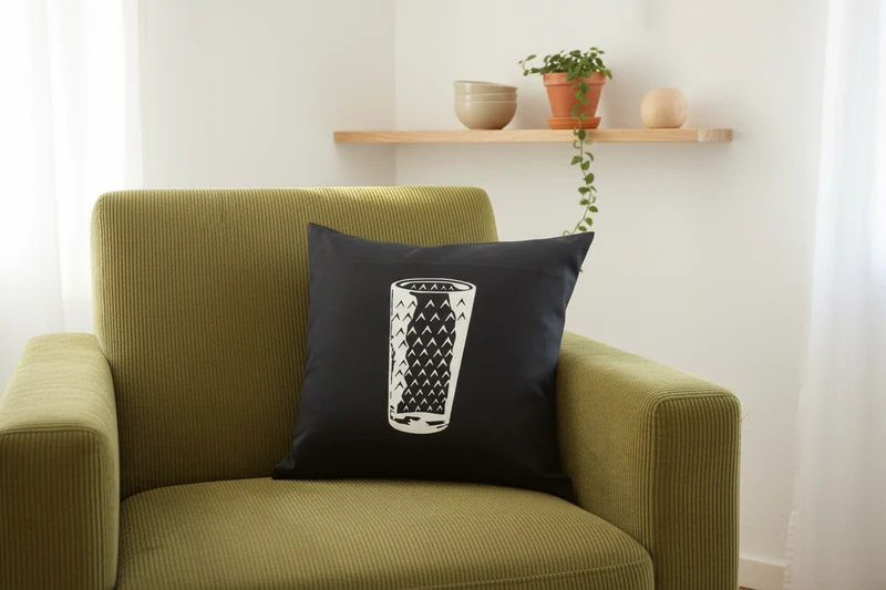 Kissenbezug 40 x 40 cm Geripptes Glas in Schwarz (89)