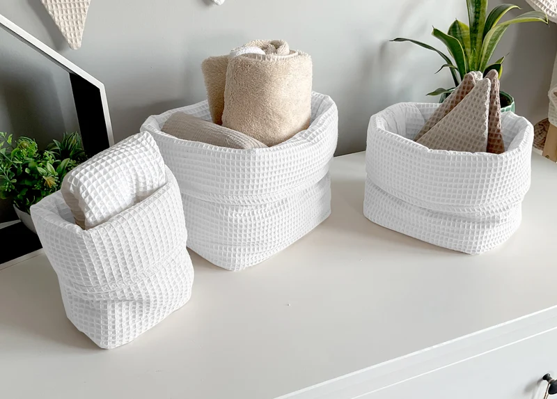 Basket, organizer for changing table | White