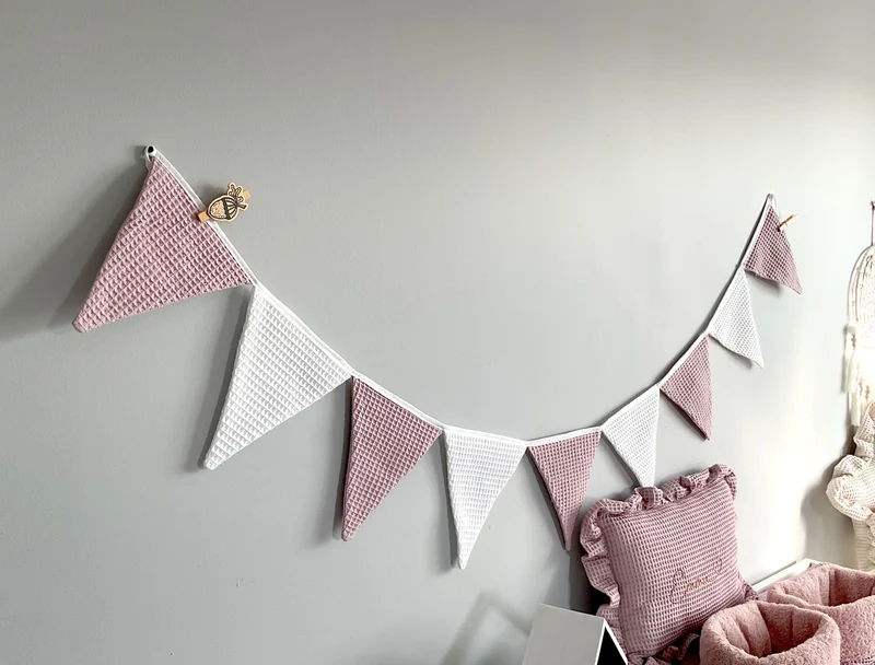 Dirty pink bunting banner, Flag banner, Bunting Flags