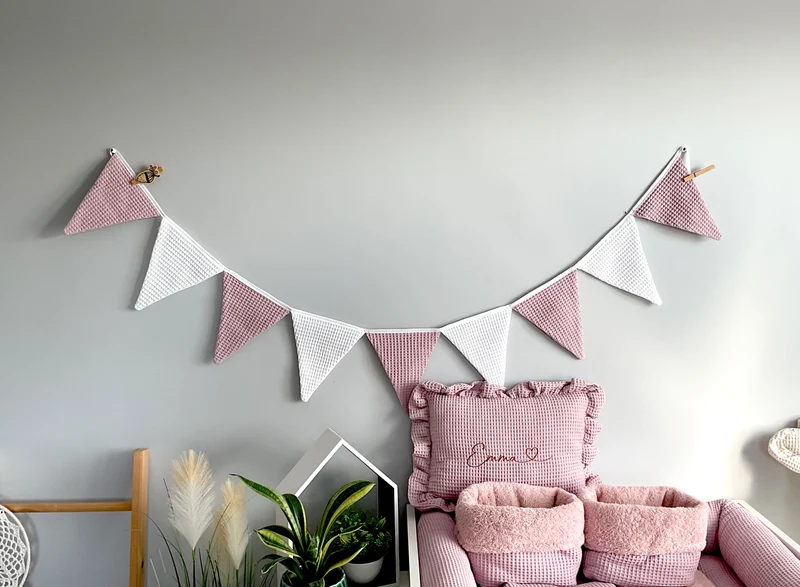 Dirty pink bunting banner, Flag banner, Bunting Flags