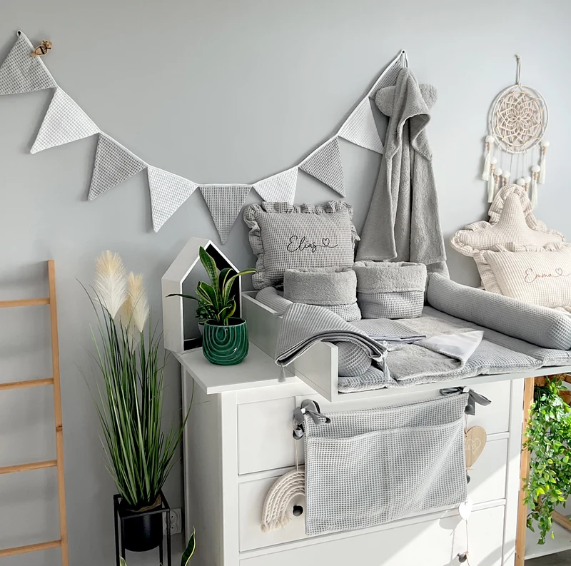 Changing mat with snaps | Grey Frotte