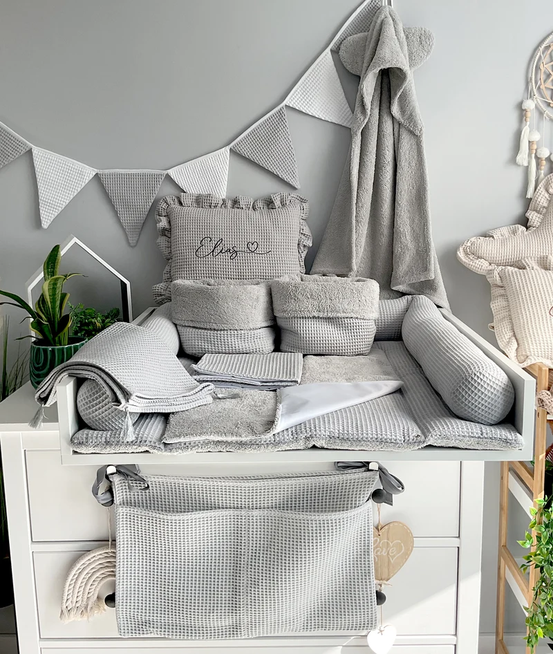 Changing mat with snaps | Grey Frotte