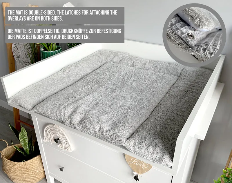 Changing mat with snaps | Grey Frotte