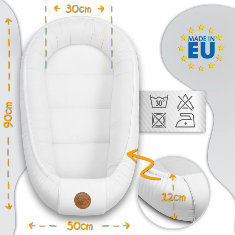 Babynest Babynestchen Neugeborene mit Tragegriff 90x50 cm - Baby Nestchen tragbar Nest für Bett Kinder Kuschelnest