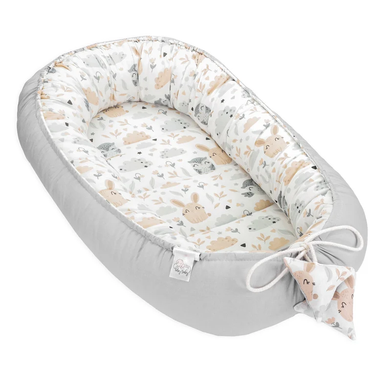 Babynest Babynestchen Neugeborene mit Tragegriff 90x50 cm - Baby Nestchen tragbar Nest für Bett Kinder Kuschelnest