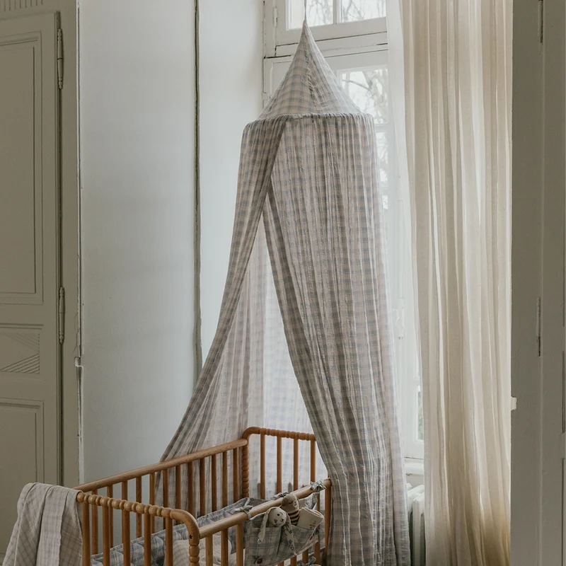 Garbo & Friends Musselin Betthimmel Plaid Sky Blue