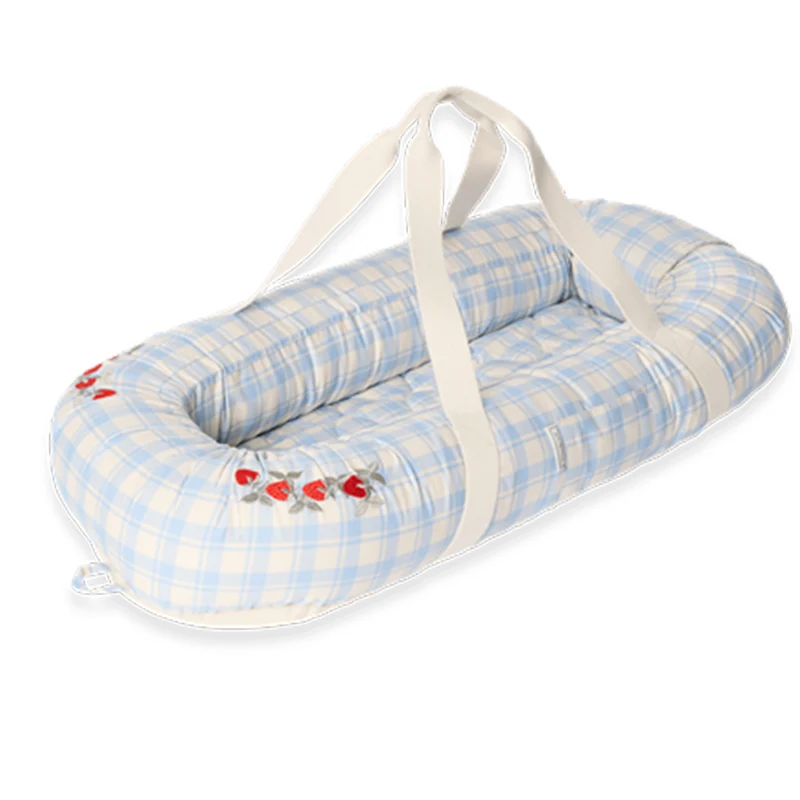 Garbo & Friends Babynest Plaid Sky Blue