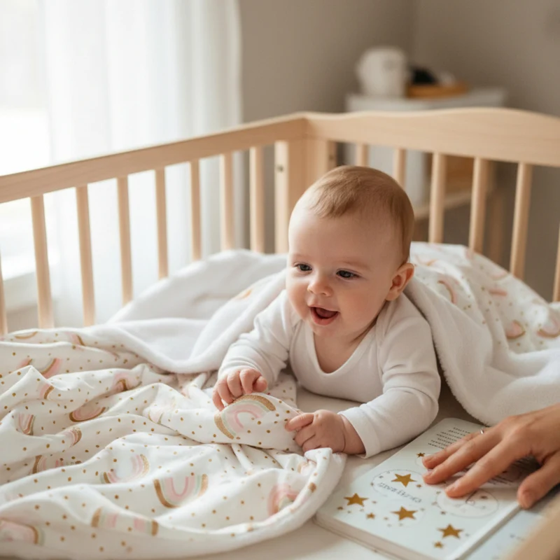 BABY KUSCHELDECKE mit Plüsch "Regenbogen"