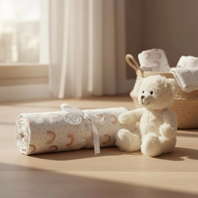 BABY KUSCHELDECKE mit Plüsch "Regenbogen"