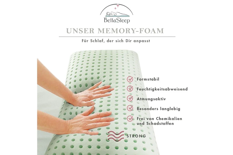Memory-Foam-Schlafkissen Strong 40×80×12 cm – fest für Seiten- & Rückenschläfer