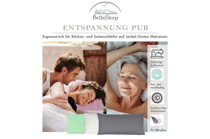 Memory-Foam-Schlafkissen Strong 40×80×12 cm – fest für Seiten- & Rückenschläfer