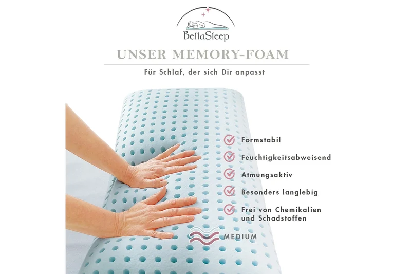 Memory-Foam-Schlafkissen Medium 40×80×12 cm – mittelfest für Rücken- & Seitenschläfer