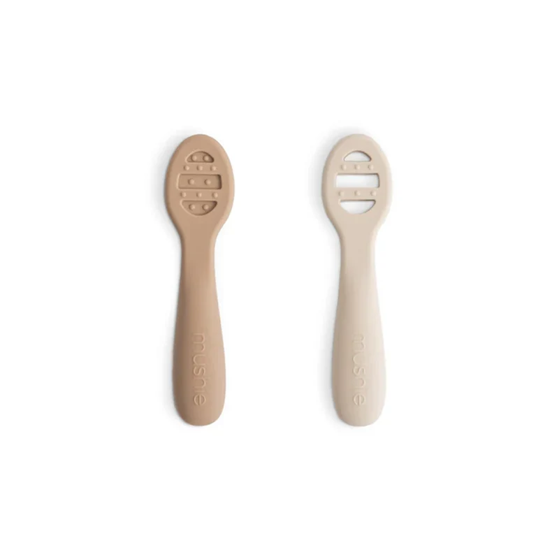 Mushie erstes Baby Löffel 2er-Set Natural/Shifting Sand