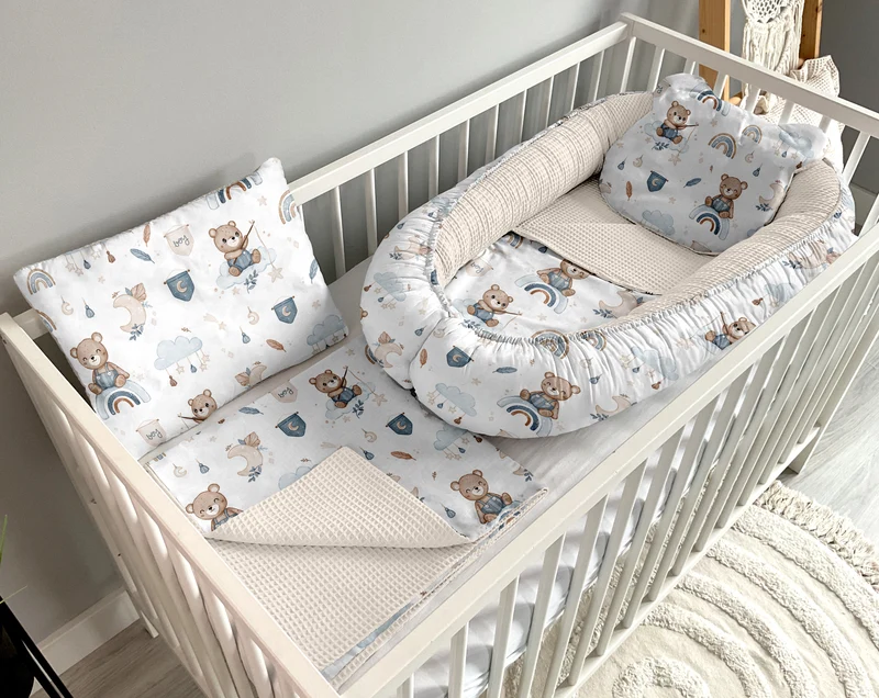 Babynest 5 piece set | Dreams of sleepy bears and light beige [PREMIUM]
