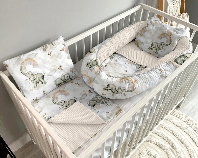 Babynest 5 piece set | Beige elephants and light beige