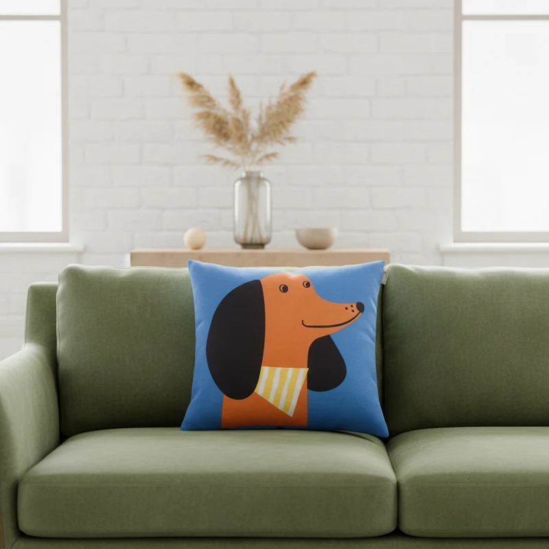 Spira Kissenhülle Louie – 50 x 50 cm Kissenbezug mit Hundemotiv