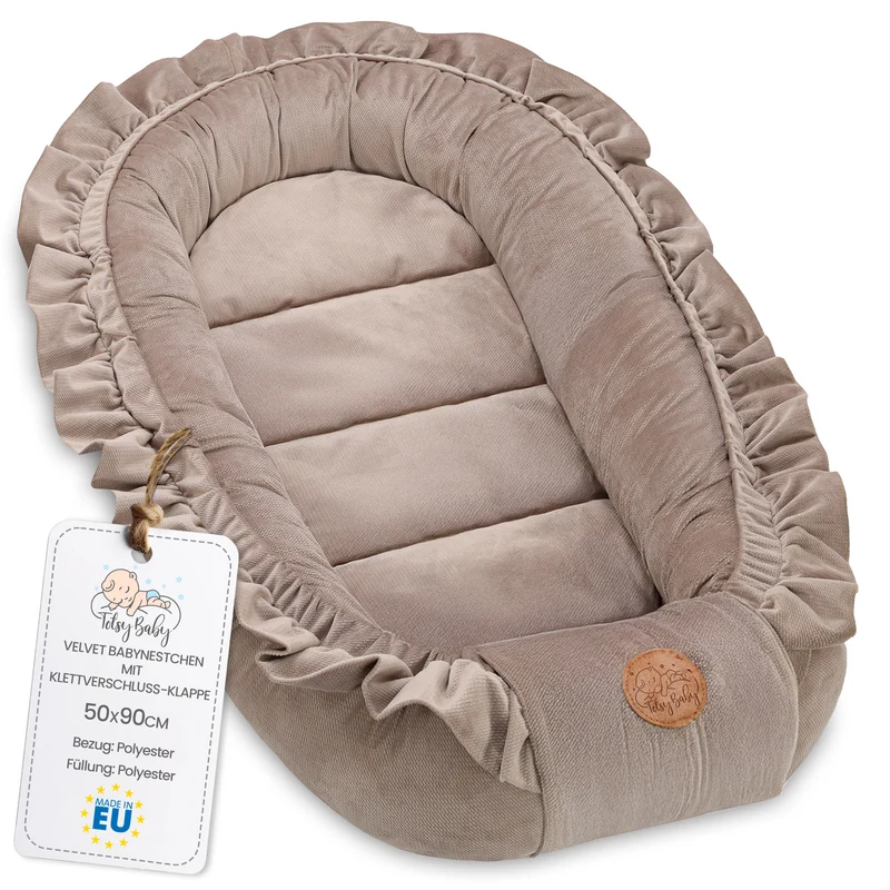 Babynest Nestchen Baby Musselin 90x50 cm - Babynestchen Neugeborene Nest für Kinder Bett und Babybett tragbar Kuschelnest Coccon für Jungen und Mädchen Baumwolle