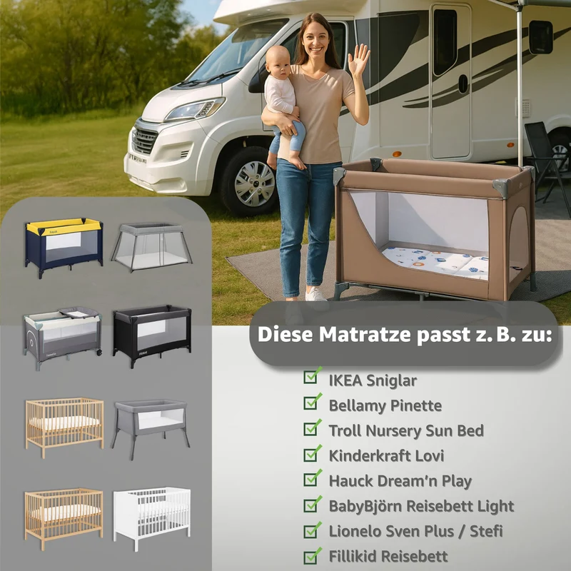 Reisebett Matratze faltbar - Dicke Faltbare Matratze für Baby Klappmatratze Kinder Matratze Reisebett