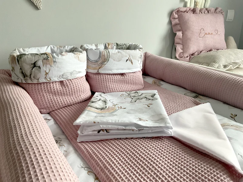 Changing mat | set of 6 elements | Beige elephants and dirty pink