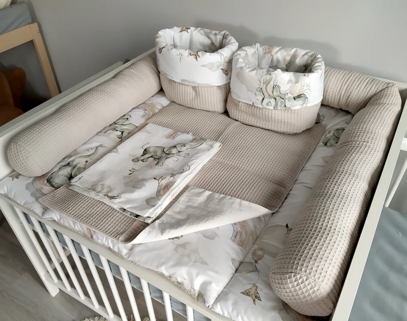 Changing mat | set of 6 elements | Beige elephants