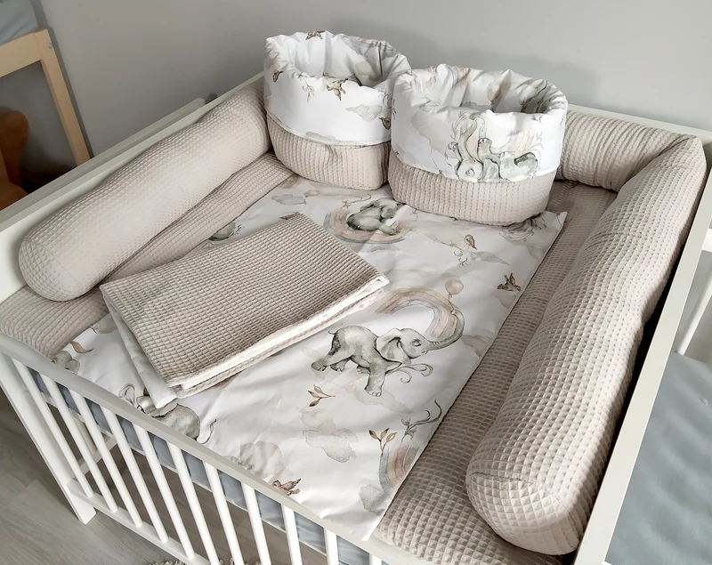 Changing mat | set of 6 elements | Beige elephants