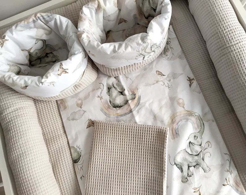 Changing mat | set of 6 elements | Beige elephants