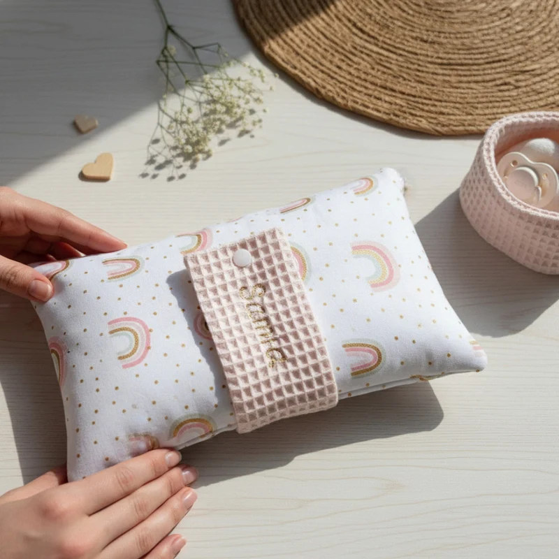 WINDELTASCHE "Regenbogen" mit Wickeldecke & Wunschnamen