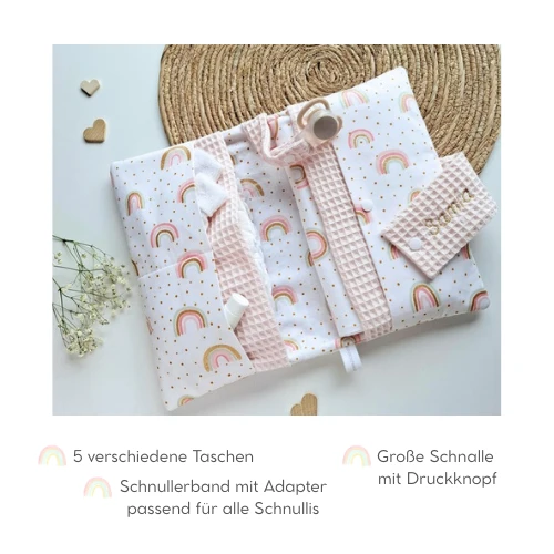 WINDELTASCHE "Regenbogen" mit Wickeldecke & Wunschnamen