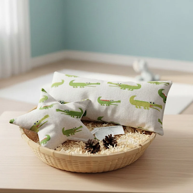 GESCHENKSET für Kinder "Krokodil" Zirbenkissen & Wärmekissen
