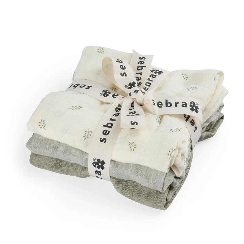 Sebra Musselin-Spucktuch 3-er Pack Sophora Leaves, Mist Green