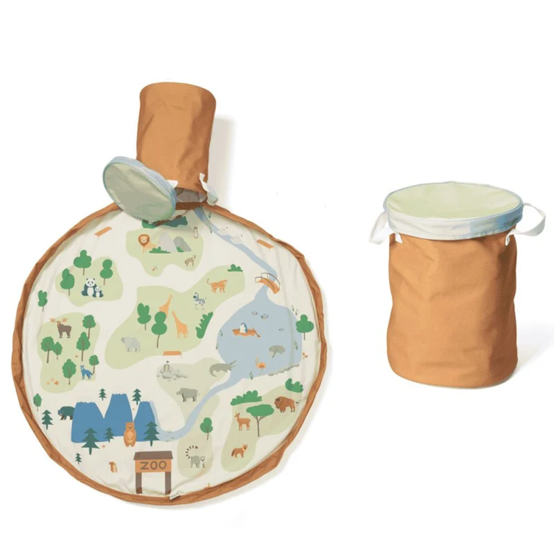 Play&Go 2 in 1 Spielmatte & Aufbewahrungskorb Zoo