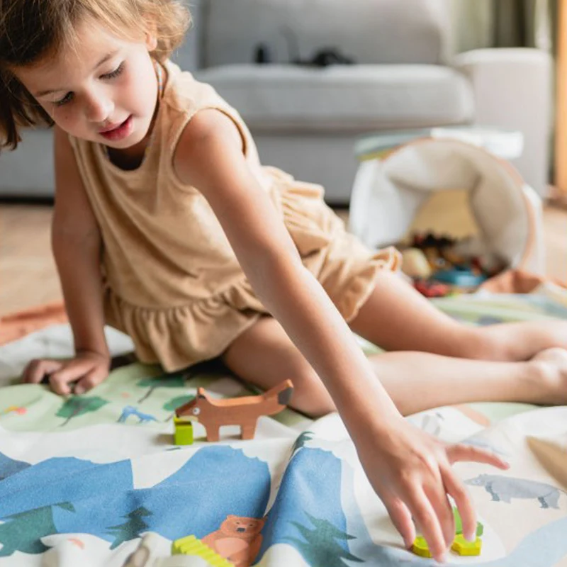 Play&Go 2 in 1 Spielmatte & Aufbewahrungskorb Zoo