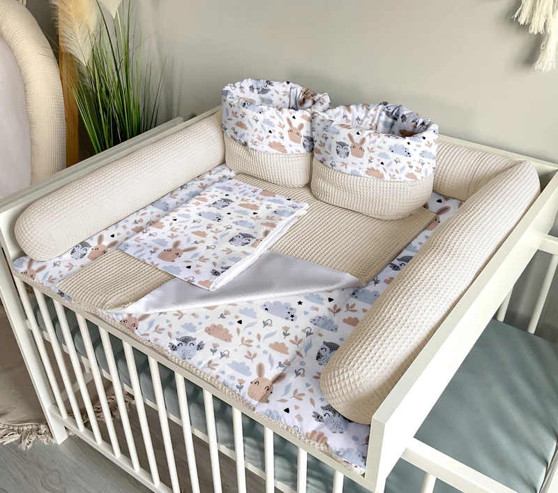 Changing mat | set of 6 elements | Owls and bunnies plus light beige