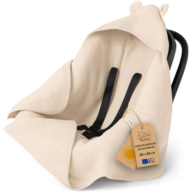Einschlagdecke Babyschale Baby Decke 90x90 cm - Fußsack Blanket für Kinderwagen und Autositz Ganzjahres für Neugeborenen und Kleinkinder Einschlagsdecken für 3 und 5 Punkt Gurt Minky Oeko-Tex