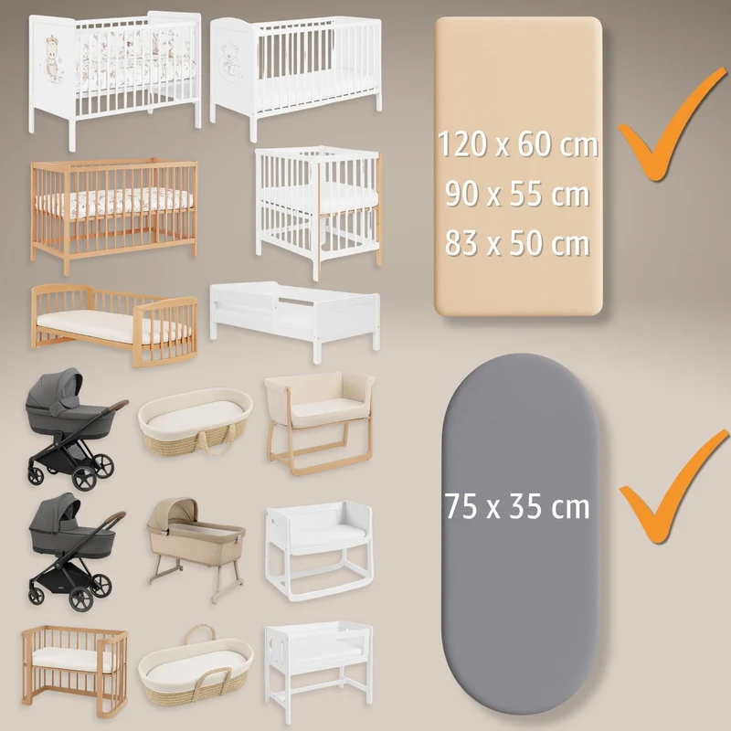 Spannbettlaken Baby Spannbetttücher - Babybett Zubehör für Kinderbett Beistellbett Stubenwagen