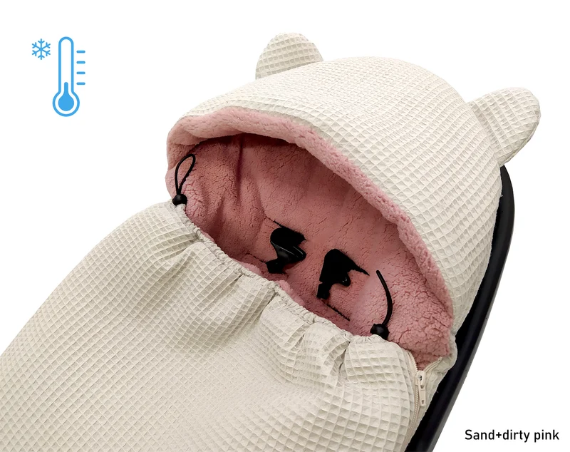 3-in-1 swaddle for car seat, baby carrier, gondola, winter | Sand+DIrty pink